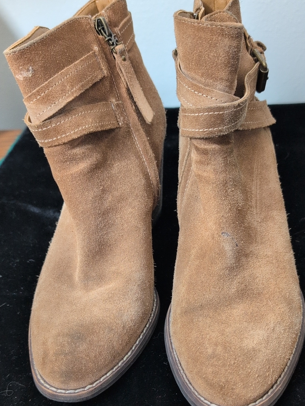 Sam Edelman Tan Suede Ankle Booties with Side Zip